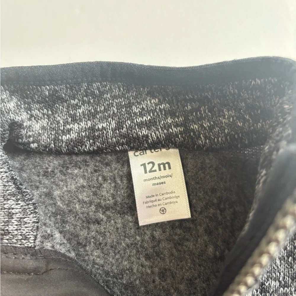 BN8‎ Carter’s Gray Black Matching Set Full Zip Boy 12M